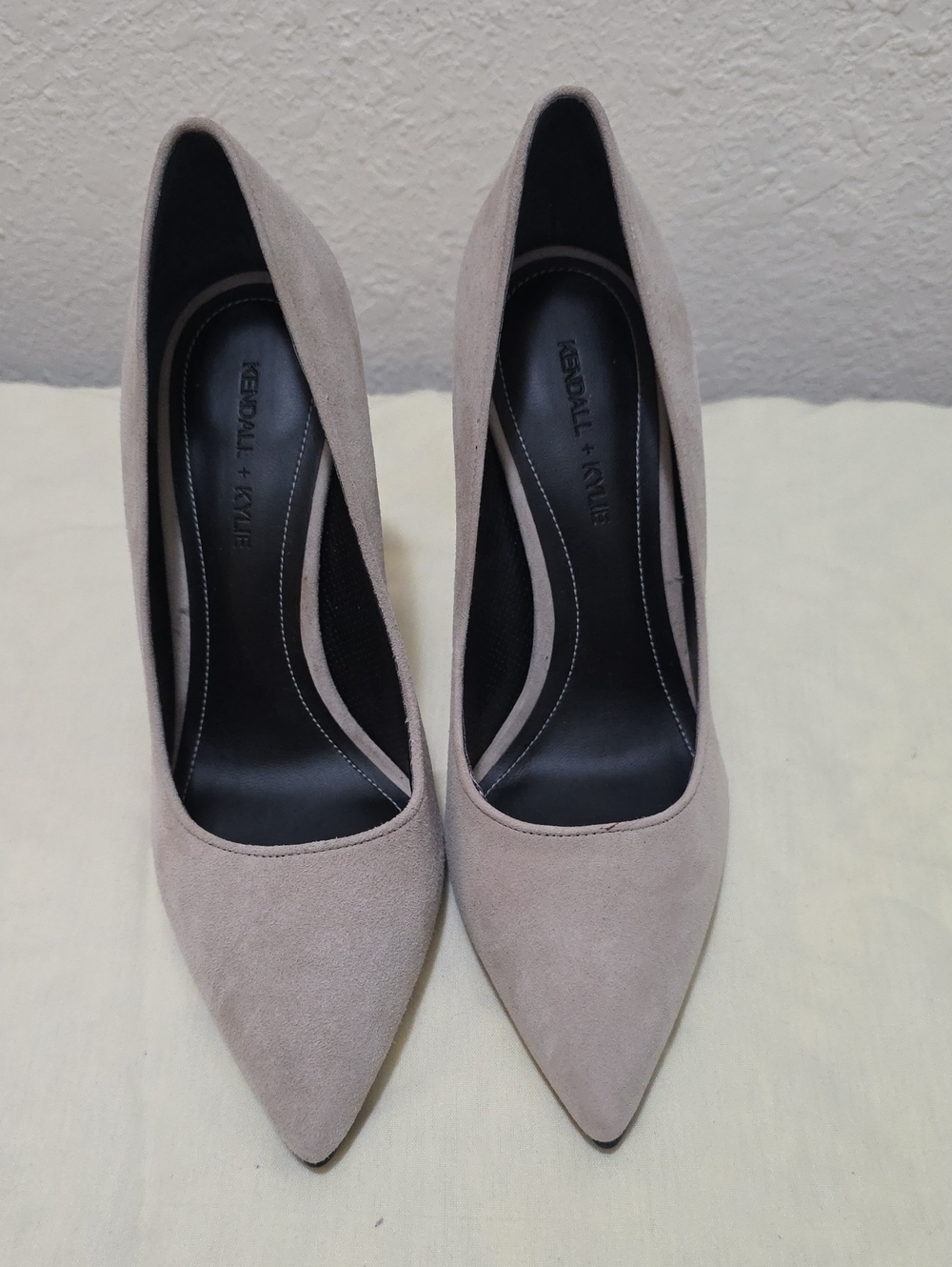 Kendall & Kylie Beige-Taupe Suede Pointed Toe Heels